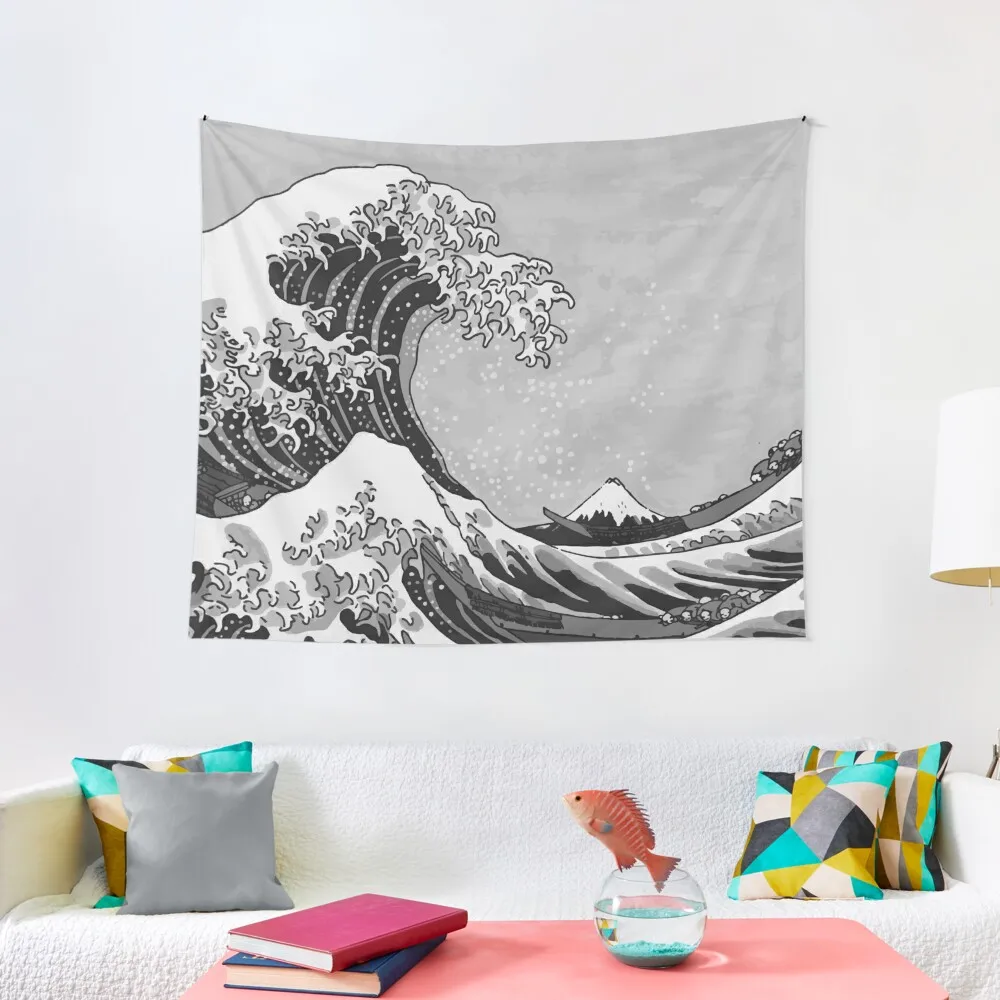 The Great Wave of Kanagawa – Black and White Tapestry Room Decor Home Decorations Tapestry