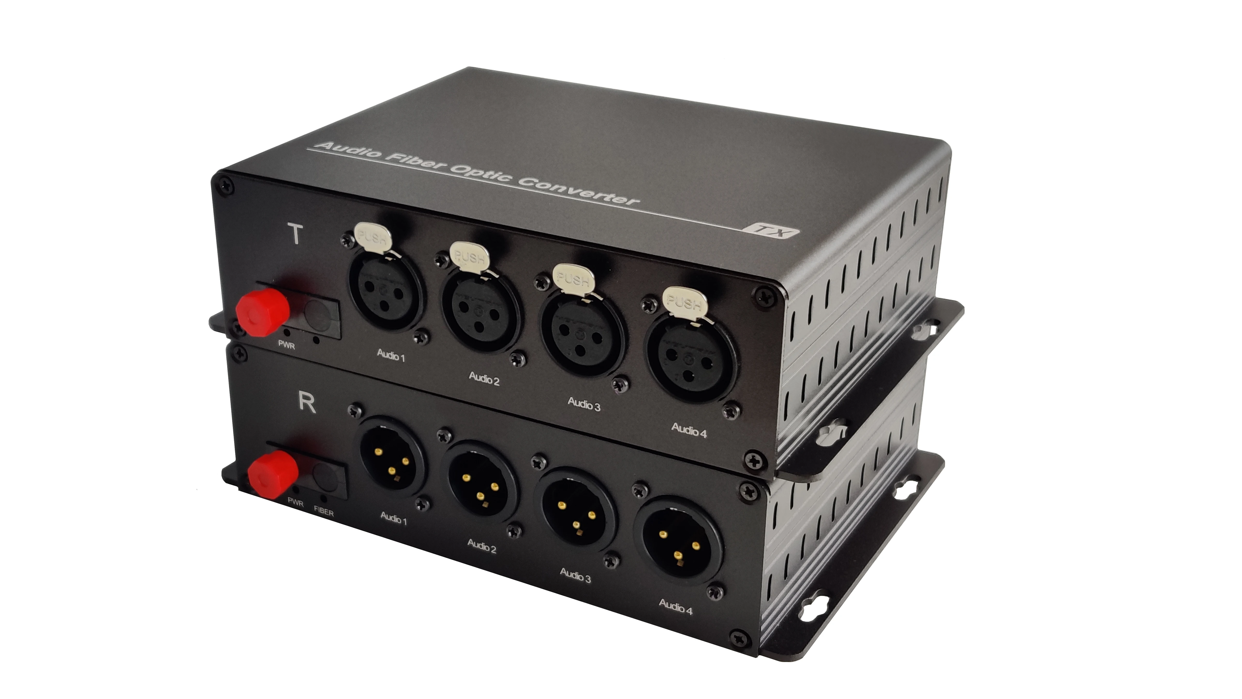 Broadcast Quality XLR Audio to Optical Fiber Converter Extender Over Single Mode 1-core Fiber