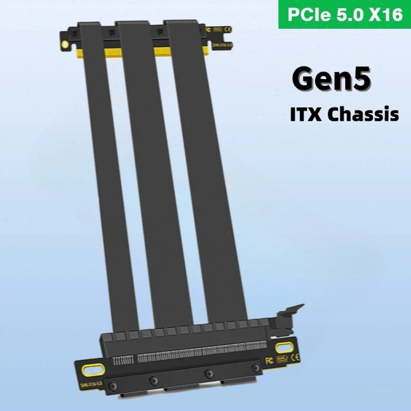 

Новое обновление Gen5 PCIe Riser Cable PCI Express 5.0 x16 Dual Reverse Высокоскоростной адаптер-удлинитель графического процессора Видеокарта ITX A4 RTX 4090
