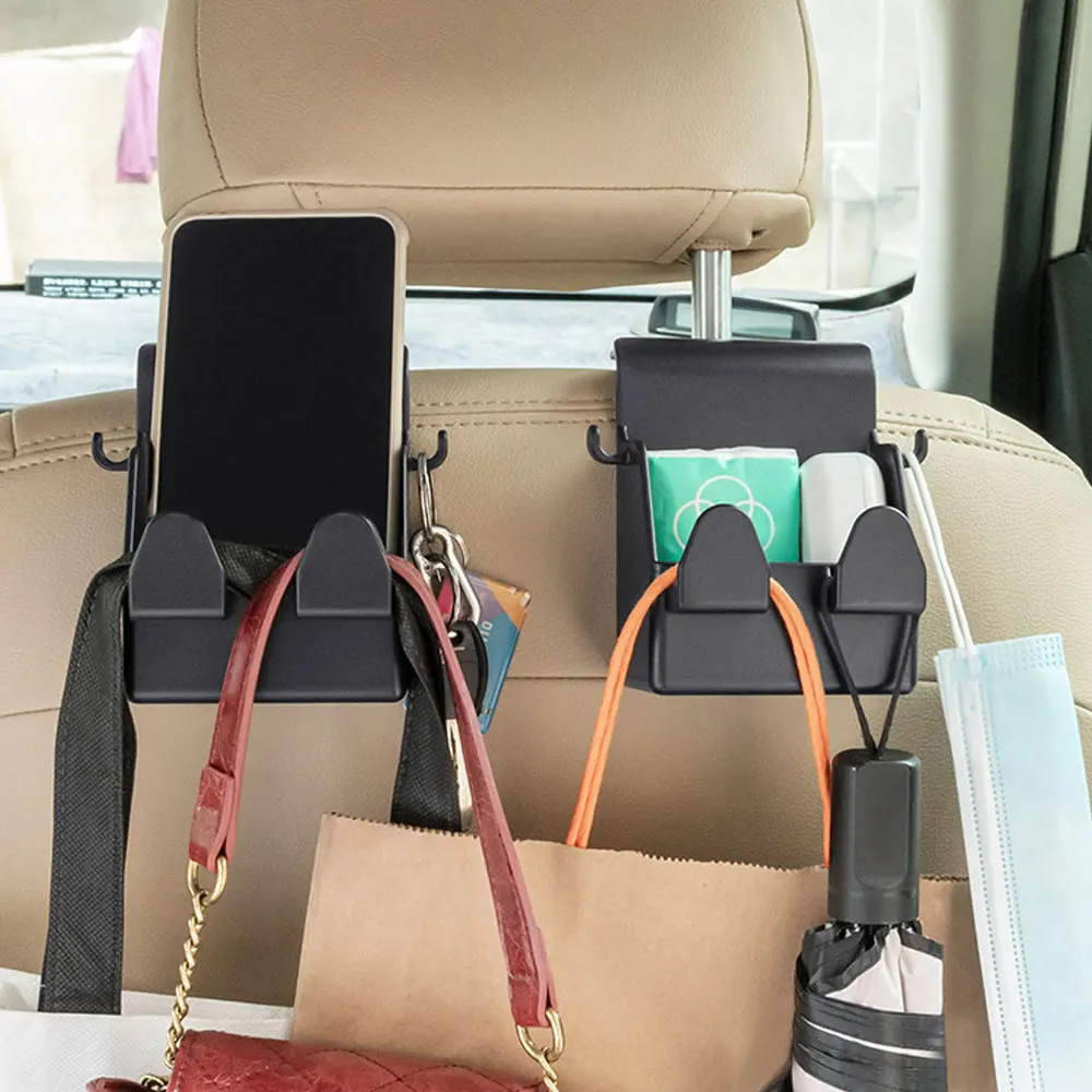 

2x Car Seat Headrest Hooks Auto Seat Organizer Hanger Phone Storage Holder Box for Bag Clothes Hook Car Interior Accessories