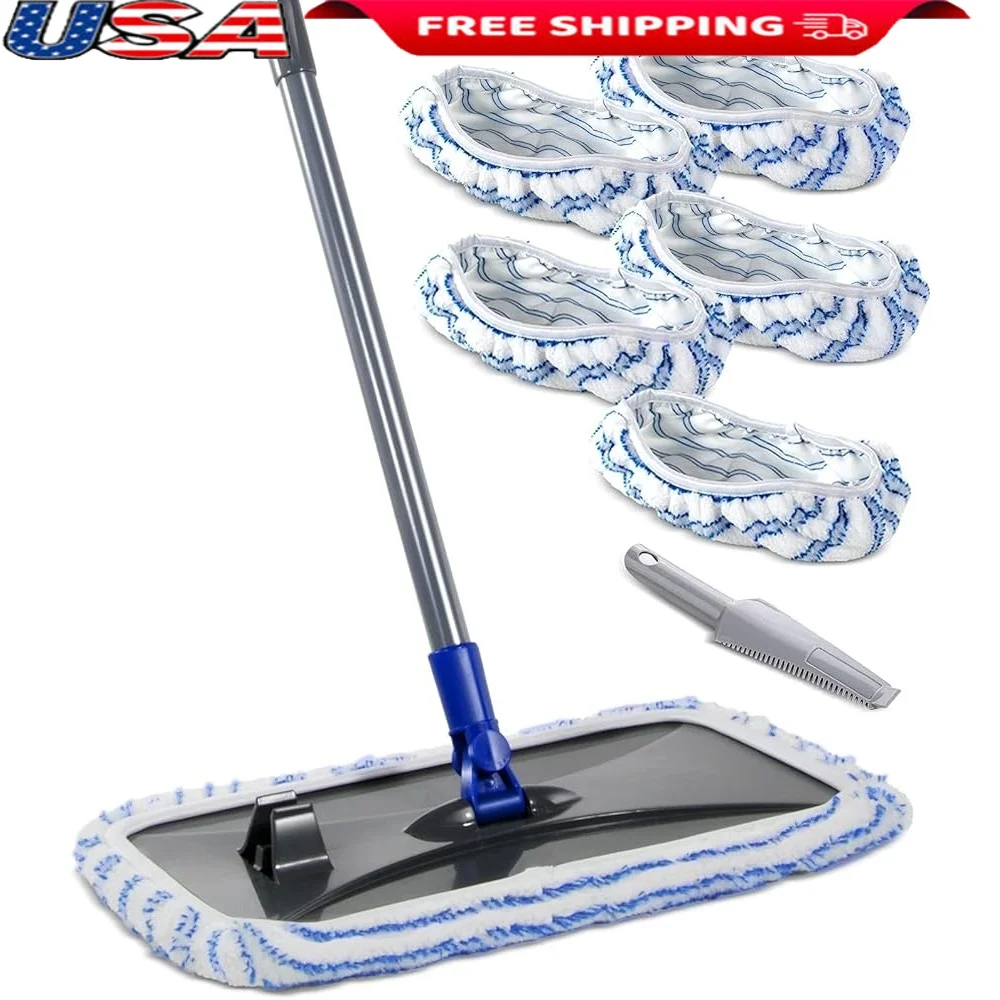 

Extra Large Microfiber Mop 16inch Flat Mop with 5 Pads Wet Dry Cleaning Dust Mop Hardwood Laminate Tile Ceramic Floors