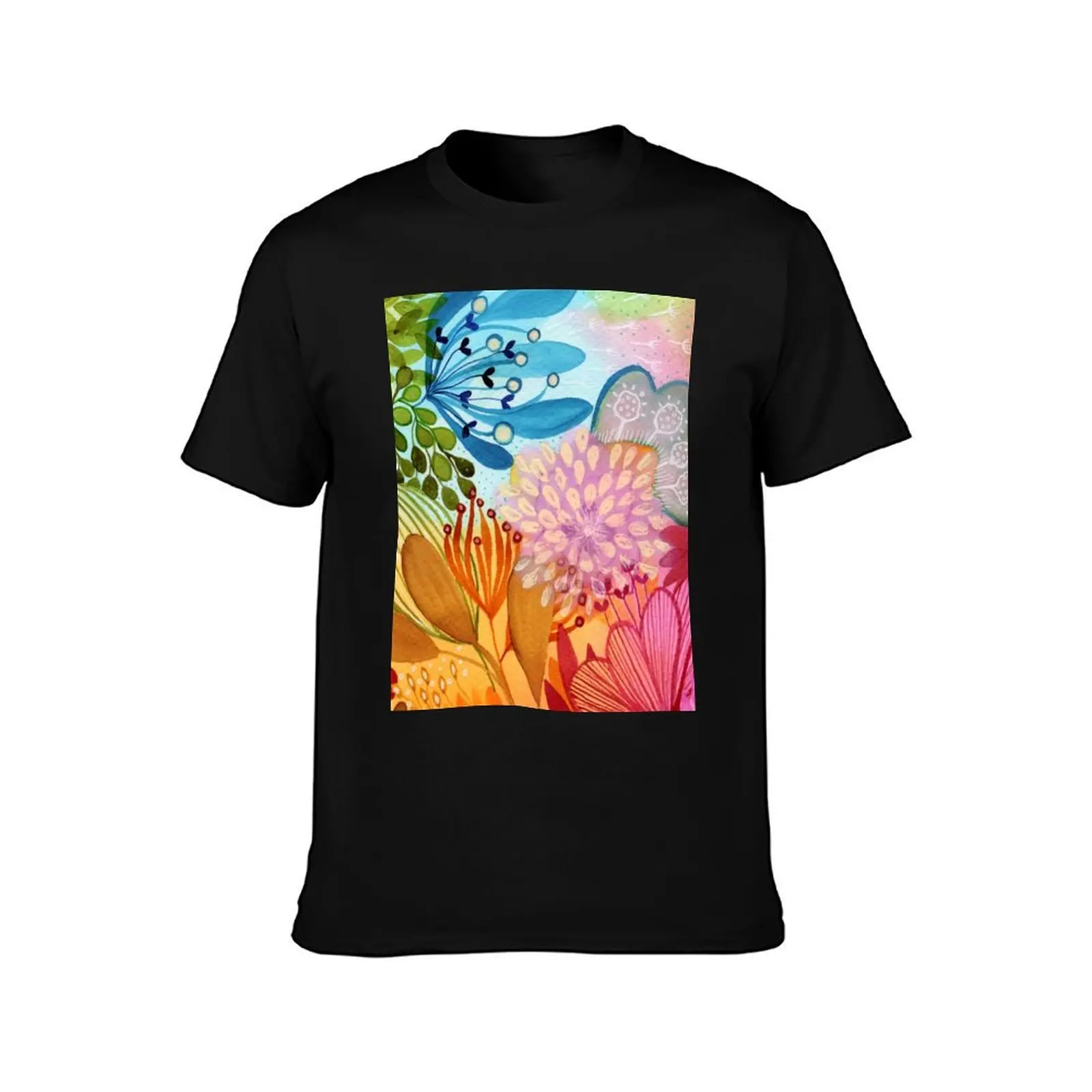 Colourful summer garden T-Shirt Graphic Print Short Sleeve T-Shirt