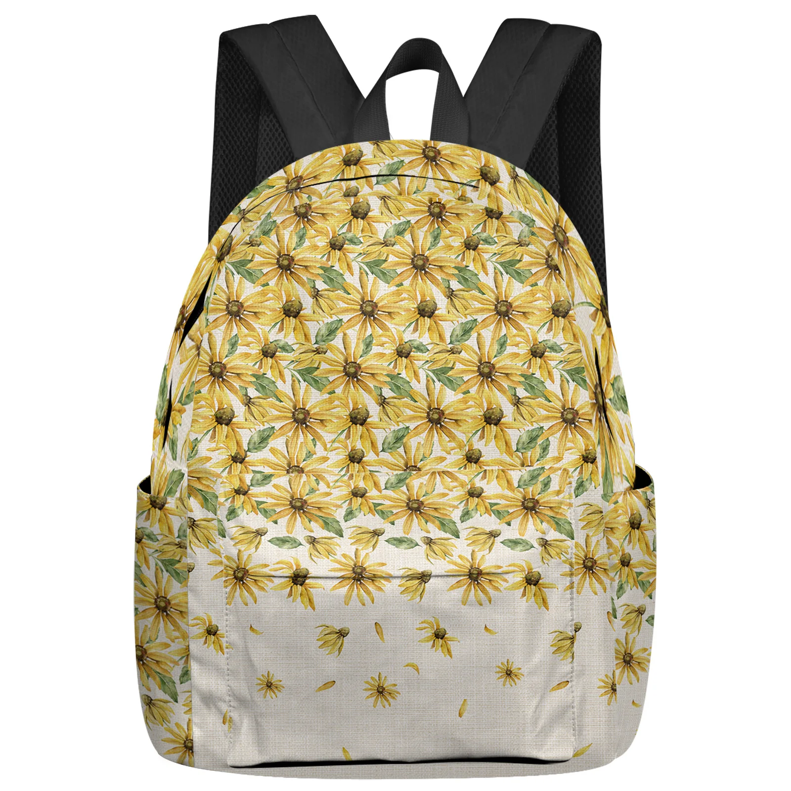 Flower Yellow Daisy Gradient Student School Bags Laptop Custom Backpack For Men Women Female Travel Mochila