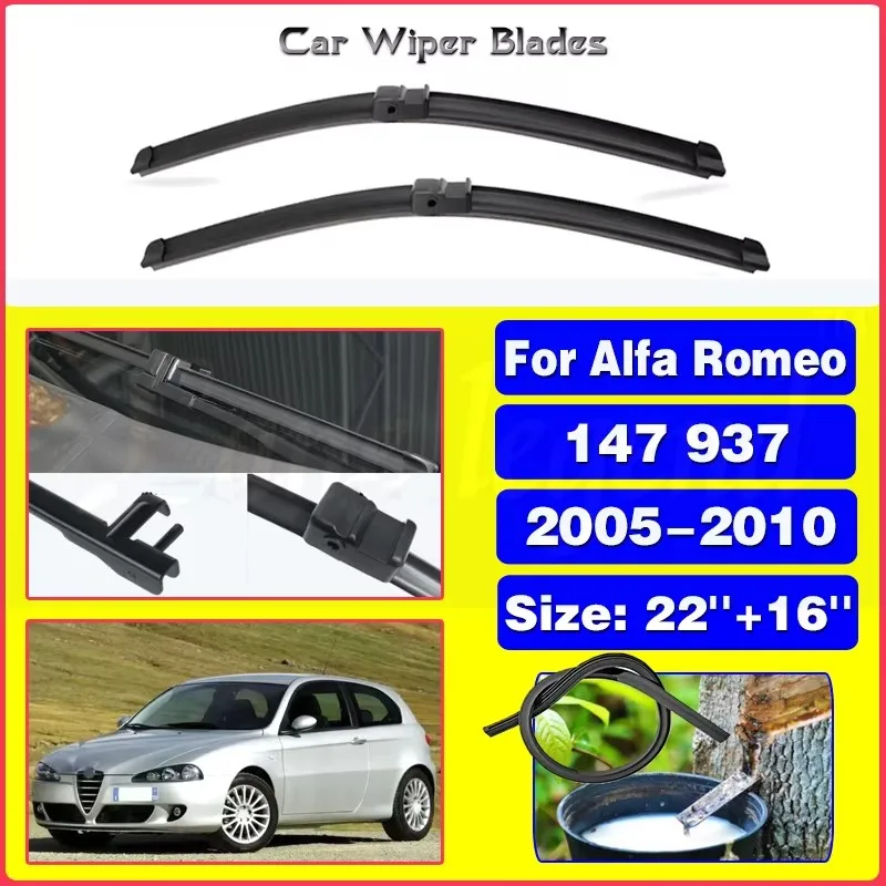 

2PCS For Alfa Romeo 147 937 2005 - 2010 2006 2007 2008 22"+16" Front Wiper Blades Windshield Windscreen Window Cutter Accessorie