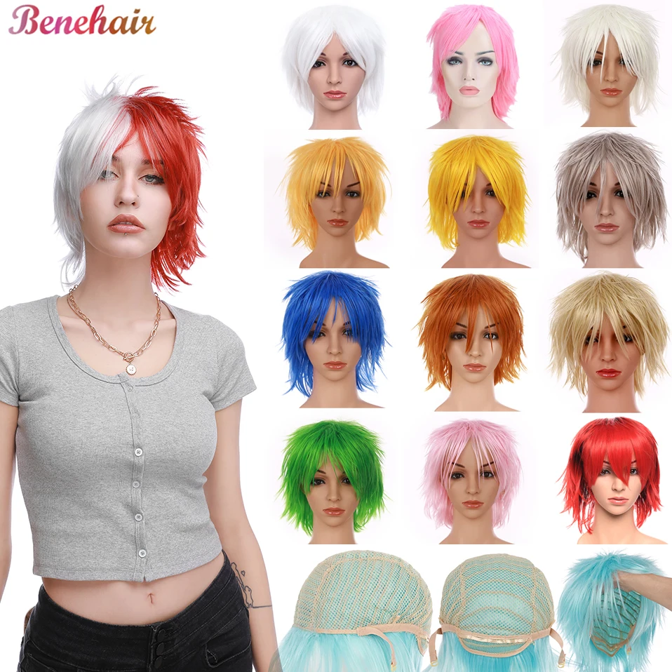 

BENIHAIR Synthetic Short Orange Anime Cosplay Wig Christmas Party Wigs For Women Men Head Wigs Hair 12Inch