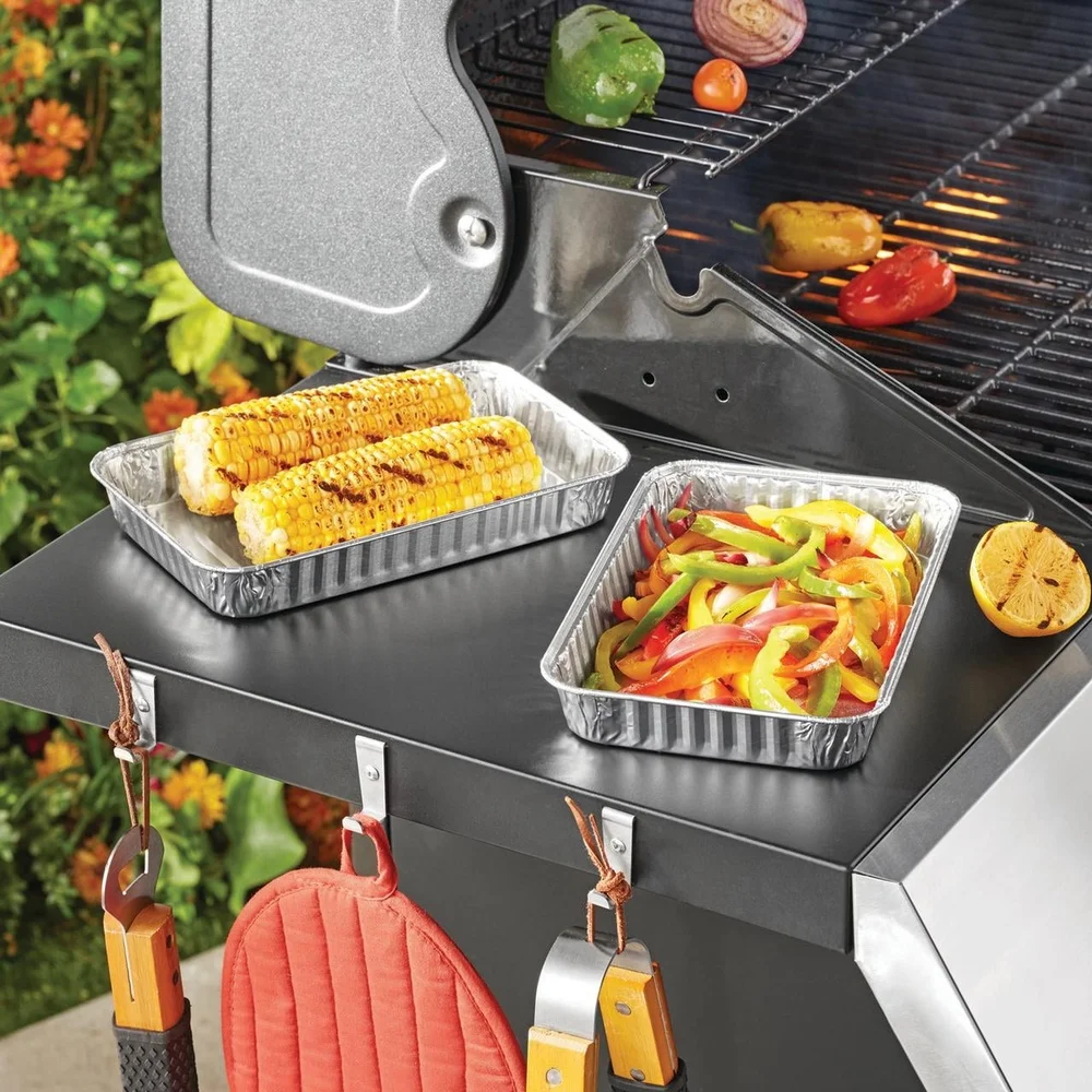 Revêtement de poêle à graisse en aluminium, 5 paquets, pour griller en plein air, cuisson de la viande et des légumes, nettoyage facile, barbecue pique-nique, gril au charbon de bois à gaz