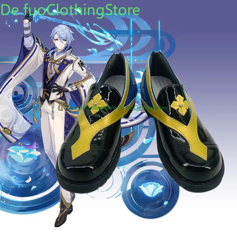 DefuoClothing Genshin Impact Kamisato Ayato zapatos de Cosplay botas de Anime juego de rol zapatos y botas fiesta de Halloween