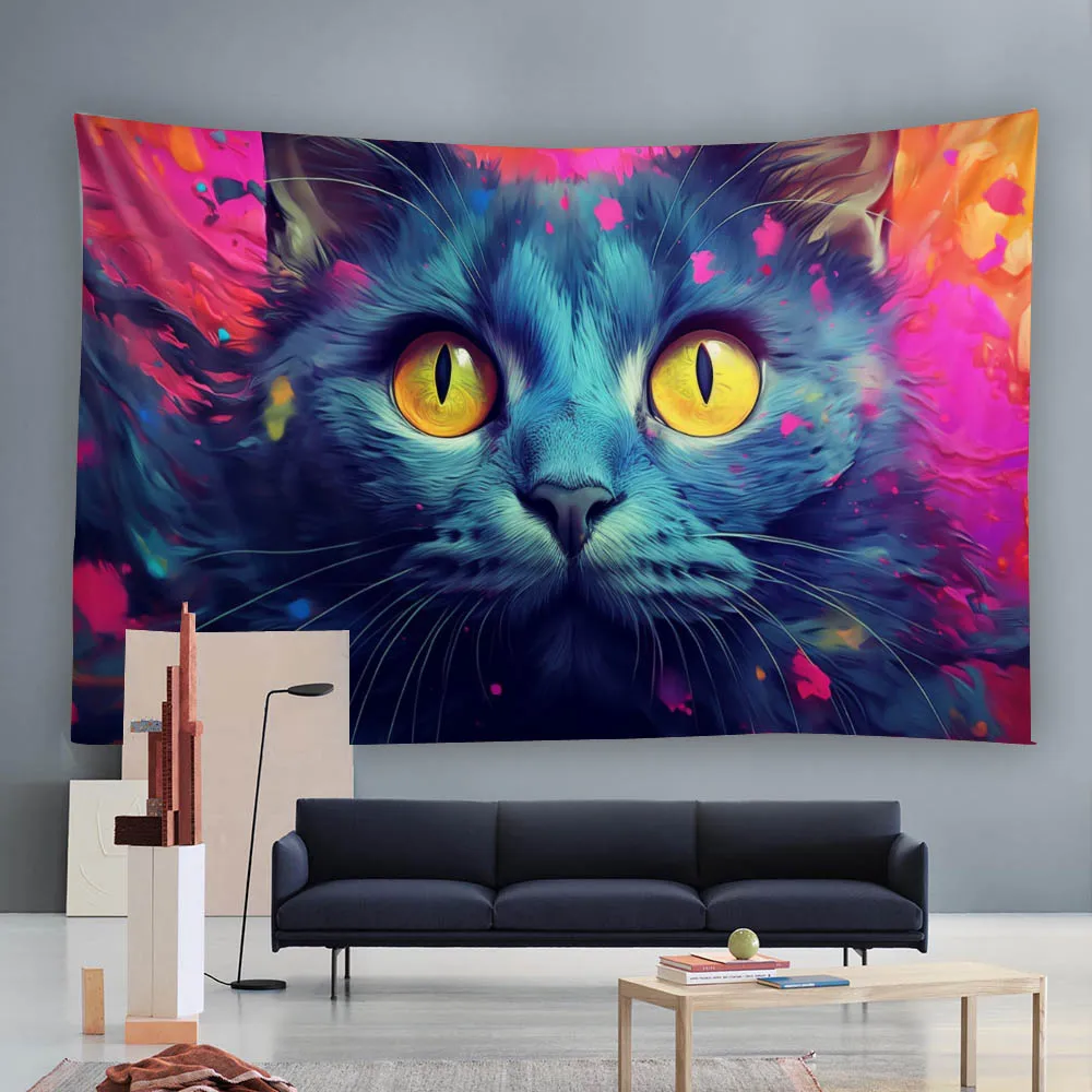 

Animal Cat Art Tapestry Multi Size Multi Pattern Printed Wall Hanging Hippie Background Cloth Home Fabric Decoration Painting