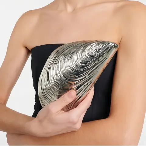 Kreativ Conch Shape Gold Purse För Kvinnor Silver Acryl Box Bag Utsökt Märke Handhållen Aftonväska Axelväska Messengerväska 8 best sales låda handväska - №8