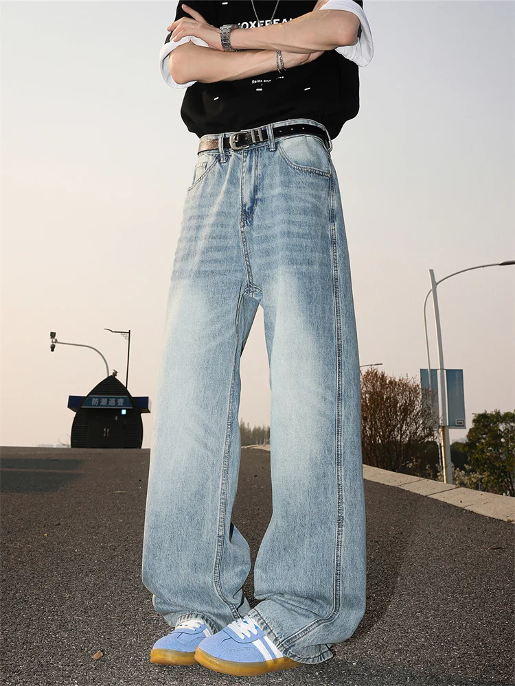 

Мужские джинсы American Sle Cleanfit в стиле ретро, свободного кроя, прямые, широкие штанины, повседневные, летние