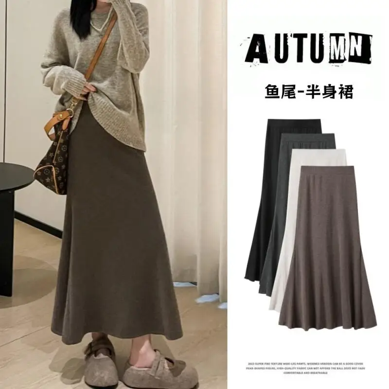 

Mermaid Skirt Female Autumn Winter Women's Clothing High Waist Long Dress Drape A-Line Skirt One Step Bodycon Skirt Wholesale