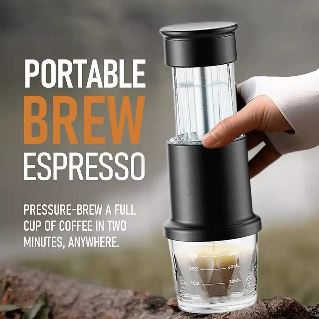 

3 In1 Portable Coffee Machine Hot/Cold Water Manual Espresso Maker For Capsule & Ground Hand Press Brewer hiking Travel