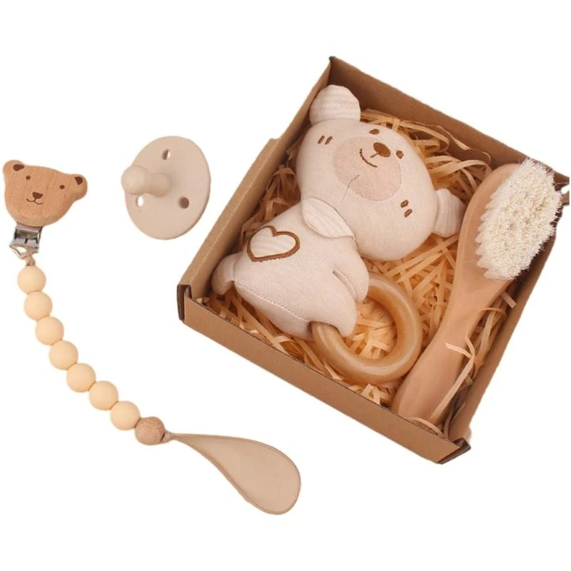 

J15U Versatile Brush Pacifier Clip Set Functional & Fun Pacifier with Soothing Toy