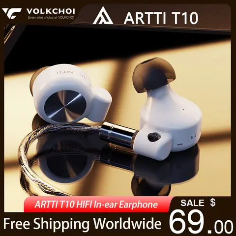 ARTTI T10 이어폰 HIFI 이어폰 14.2mm 평면 드라이버 헤드셋(분리형 0.78 2핀 커넥터 포함) 3.5/4.4mm 플러그 케이블 이어버드