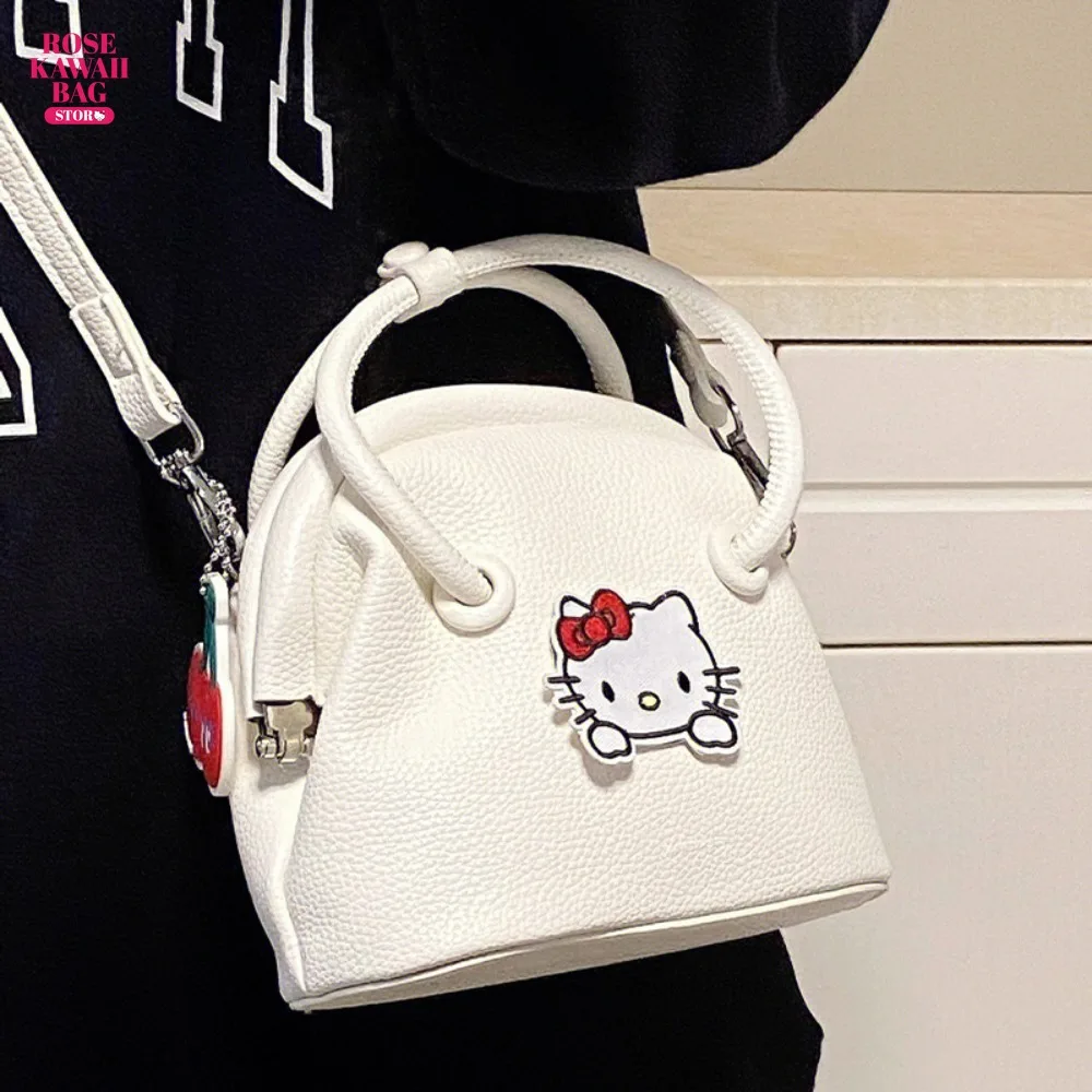 

Hello Kitty Handbag Kawaii Girl's Heart Large Capacity Crossbody Bag Cream Small Square Bag Cute Kitty Shoulder Bag for Women