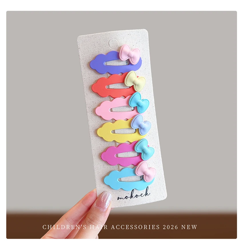 2026 Neu 5-teiliges Set Koreanischer Süßer Stil Niedliche Schleifen-Wolken-Wellen-Haarspangen Haarschonende BB-Clips für Baby-Mädchen Kleinkind-Accessoires – Detail 10