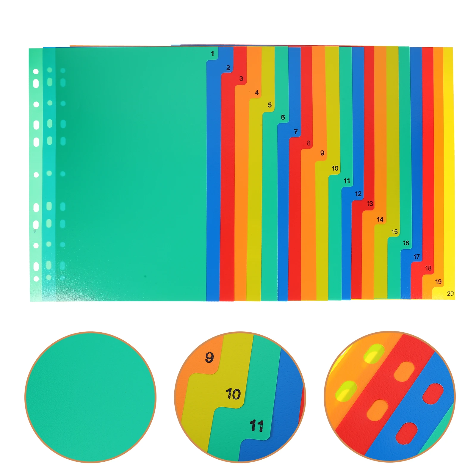 

20pcs A4 Index Dividers 11 Holes File Separators Notebook Tabs Binder Inner Pages Plastic Page Markers Folder Dividers Office