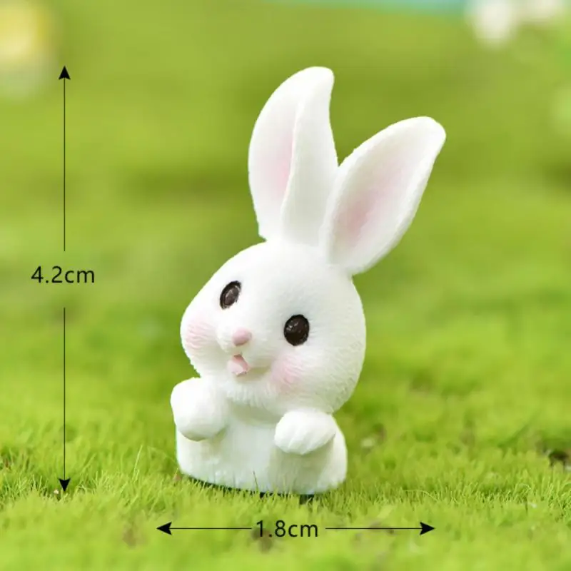 Lot Cute Resin Bunny Ornament Home Miniature Landscape Decoration Cartoon Mini Bunny Miniature Figurines Home Decor Supplies