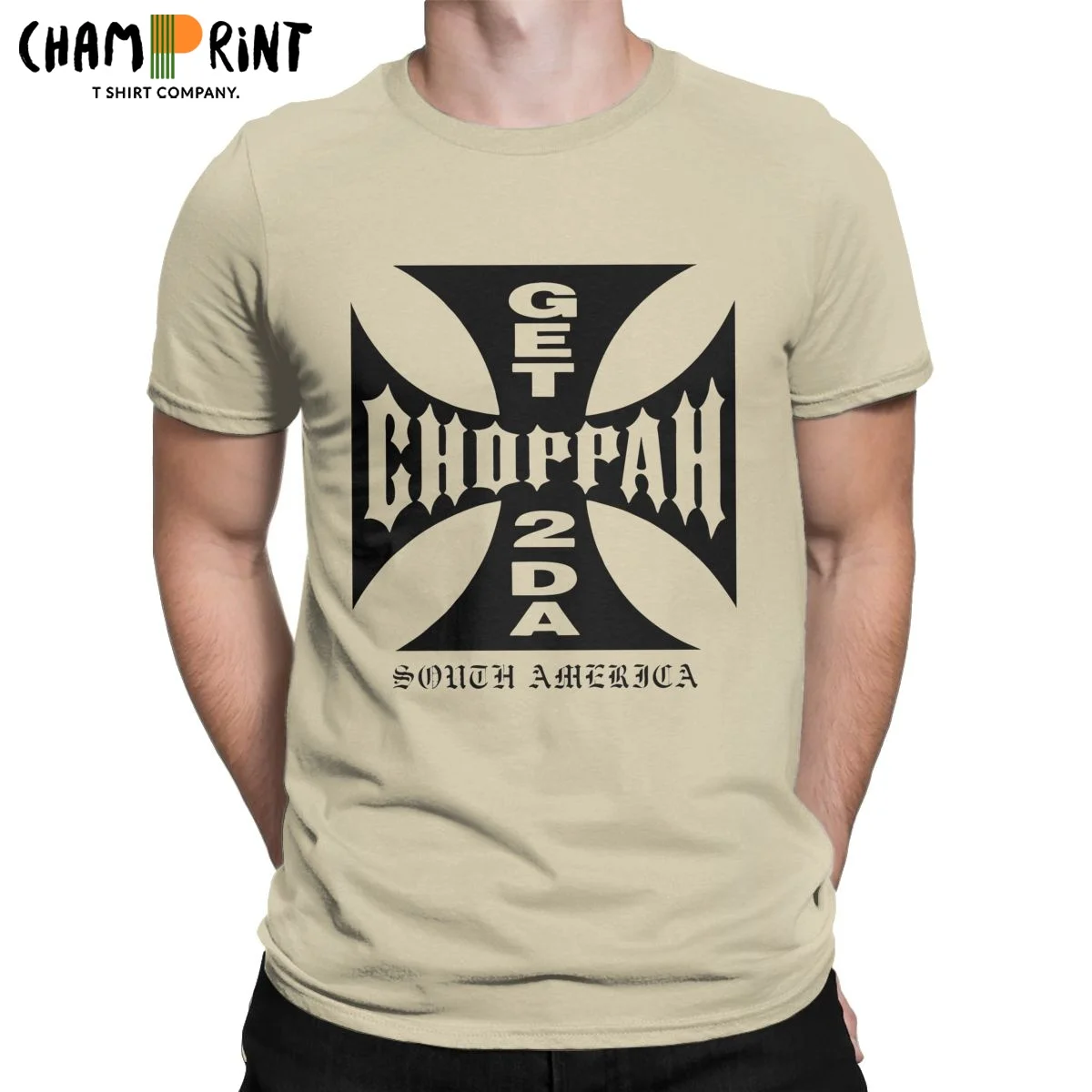 GET 2 DA CHOPPAH T Shirt for Men Cotton Funny T-Shirts O Neck West Coast Chopper Tees Short Sleeve Clothes Gift Idea