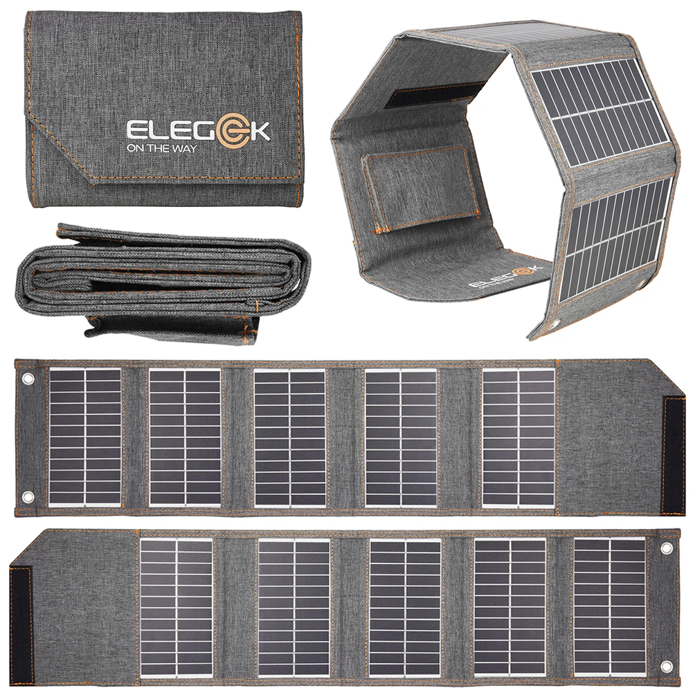 USB Portable Battery Charger High Conversion Efficiency 10W 5V Foldable Solar Panel Outdoor Power Bank 5-Fold for Hiking Travel