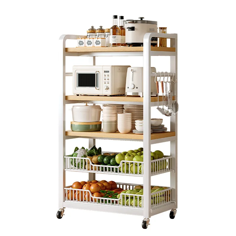 

Kitchen rack Floor-to-ceiling household multi-layer microwave oven Multifunctional vegetable basket storage Narrow