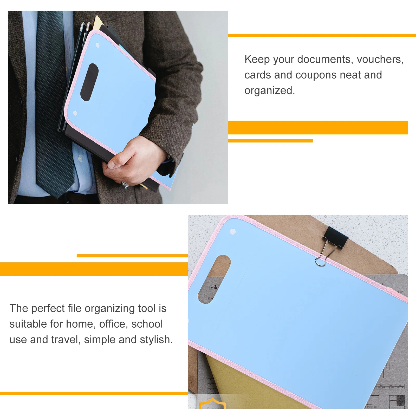 

Plastic Portable File Folder Bag A4 Document ganizer Multi layer Receipt Container Storage Home Office Sky