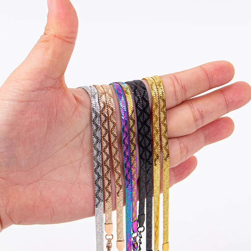 Serpentine Pattern Stainless Steel Snake Chain Necklaces For Women Men Accessories Stainless Steel Jewelry On The Neck Choker