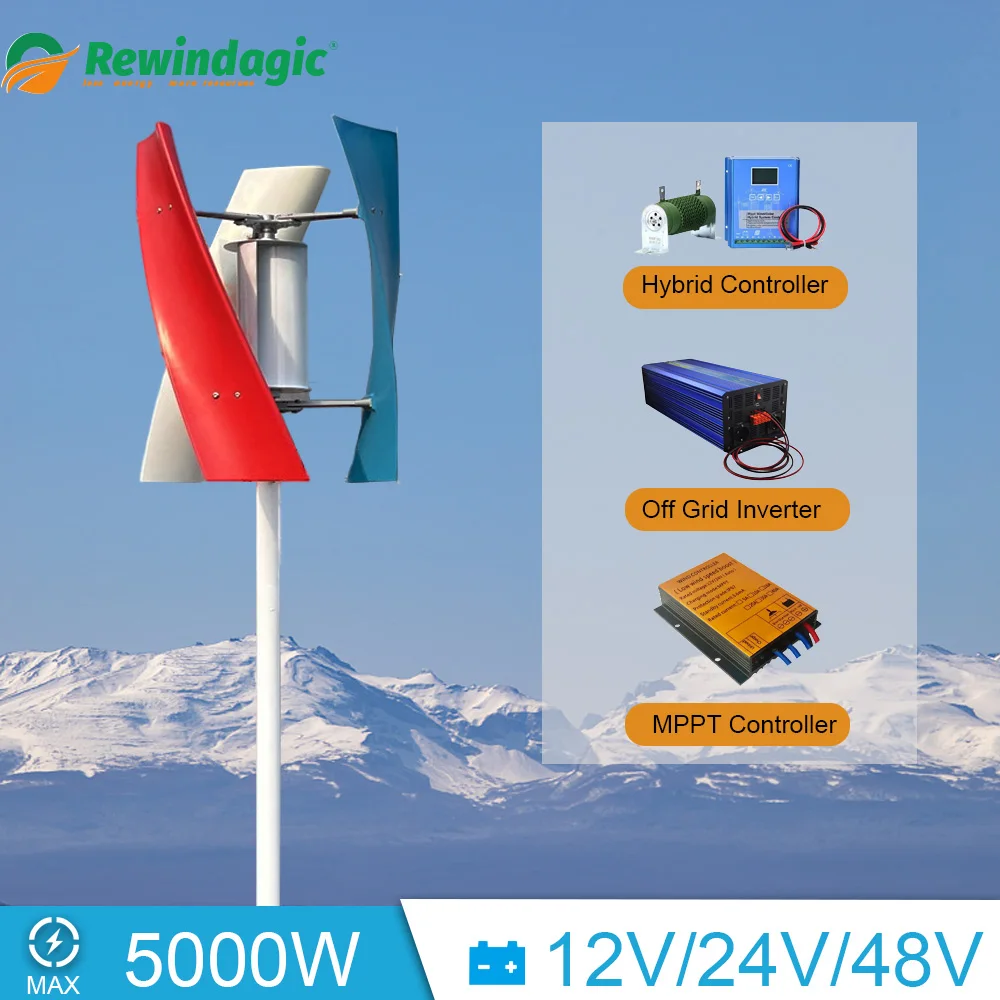 

Fast Delivery 3000W 5000W 12V 24V 48V Vertical Wind Turbine Small Wind Turbine Home Use Low Noise High Efficiency