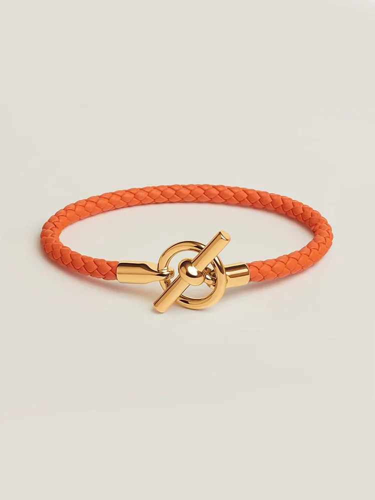 Pulsera Tejida de Cuero de Lujo O con Hebilla de Metal, Elegancia Sencilla, Pulseras de Alta Calidad para Parejas, Regalos...
