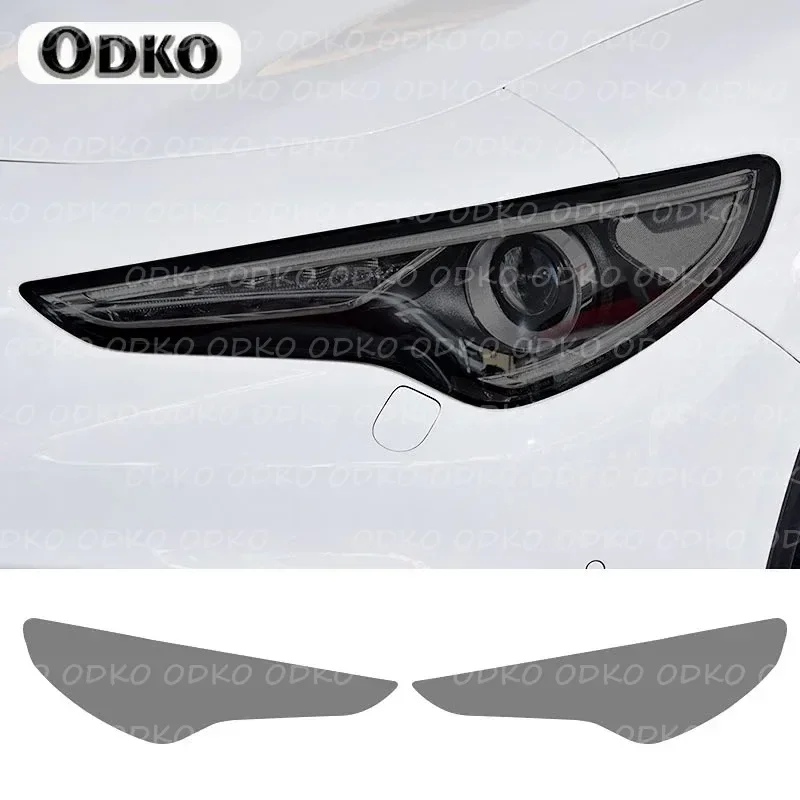

Car Headlight Protective Film Front Light Transparent Smoked Black TPU Sticker For Alfa Romeo Stelvio 949 2017-On 2020 2021 2022