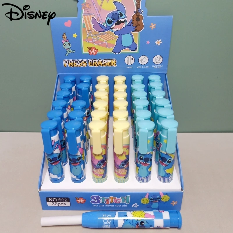 36 Pcs Disney Stitch Lipstick Modeling Eraser Lilo & Stitch Cartoon Cute Student Supplies Stationery Wholesale