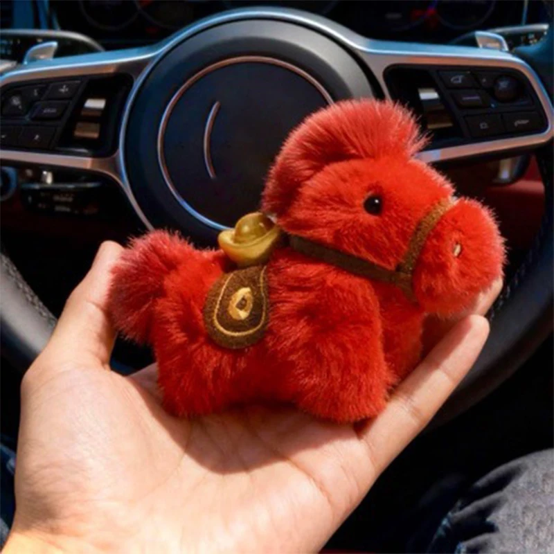 

New Year Horse-Shaped Keychain Car Ornament With Hanging Rope