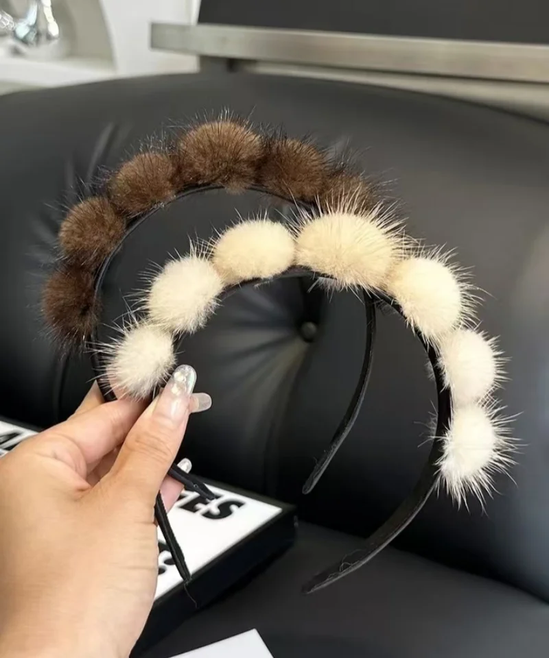 

100% Real Mink Fur Headbands Women Luxury Winter High Quality Real Fur Hair Band Lady Fashion Hair Hoop Furry Gift Hot Sale