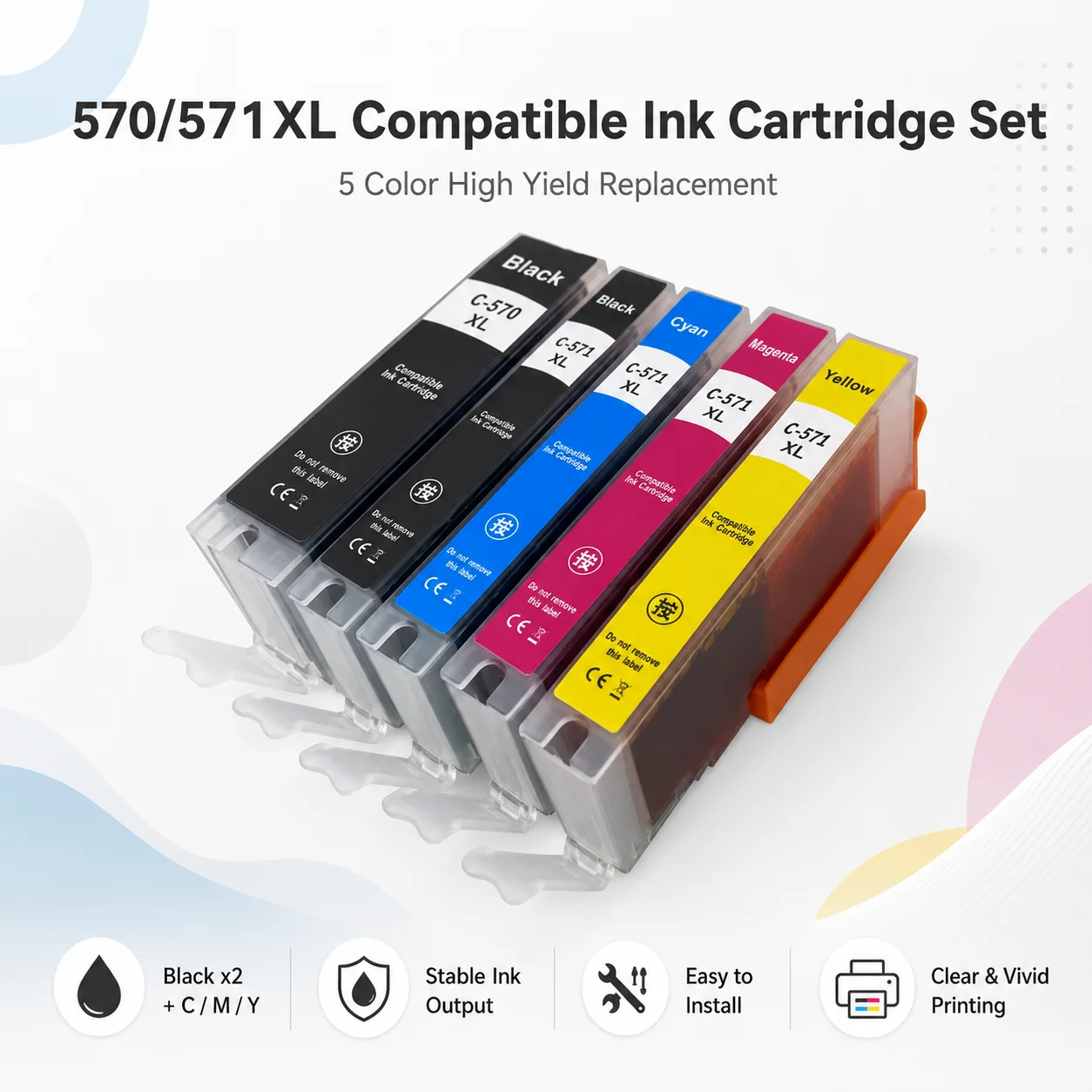

PGI-570 CLI-571 PGI570 570XL Compatible Ink Cartridge For Canon Pixma MG5750 MG5751 MG5752 MG5753 MG6850 TS5050 TS5051 TS5052