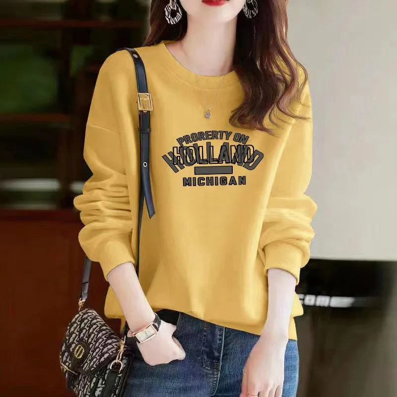 New Autumn/Winter Fashion Korean Edition Printed Round Neck Plush Loose Versatile Foreigner Casual Long Sleeve Women\'s Sweater