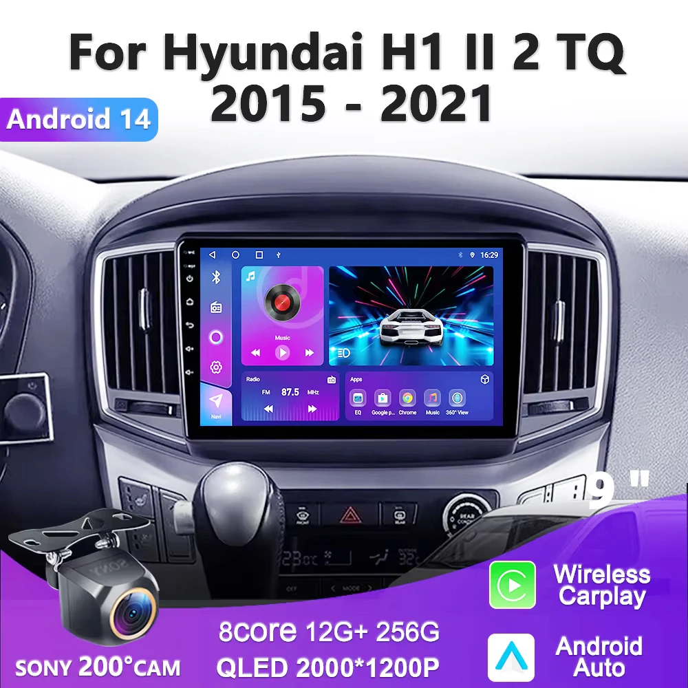 

2K Incell Screen Android 14 CarPlay Car Radio For Hyundai H1 Grand Starex i800 TQ 2015 - 2018 Multimedia Video Player GPS Car