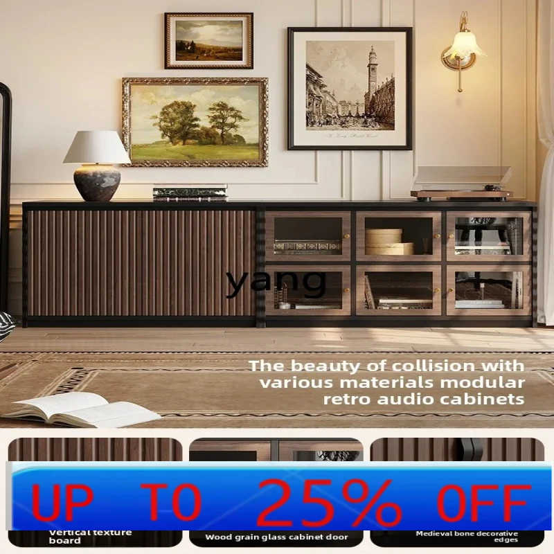 

Модульный комбинированный шкаф для гостиной в ретро-стиле, высокий напольный ТВ-шкаф