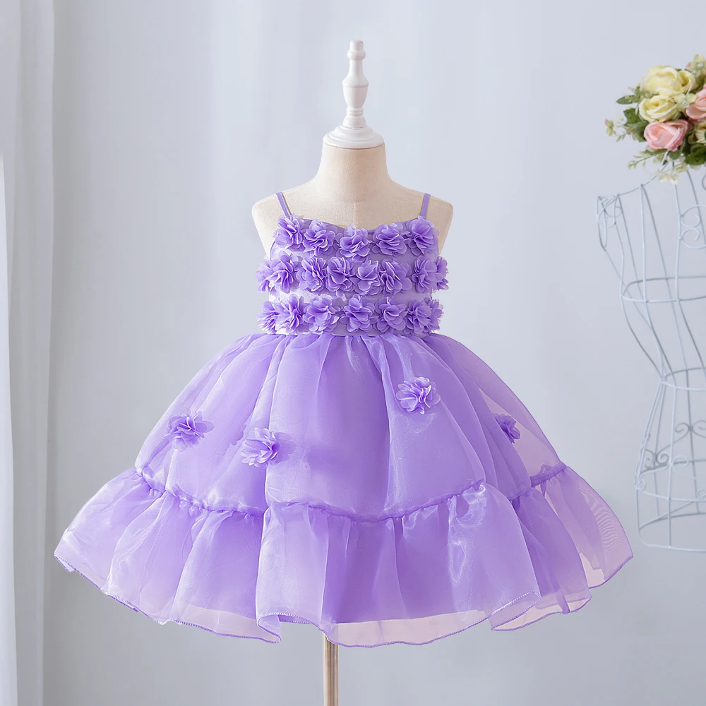 Elegante Schleife Blume Brautjungfern Party Kleider für Mädchen Sommer Tüll Hochzeit Prinzessin Prom Mädchen Kleid Geburtstag Abend Abendkleid