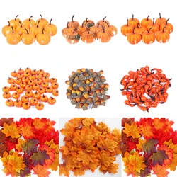 Artificial Maple Leaves Mini Pumpkins Pine Cones Acorns Halloween Thanksgiving Fall Harvest Home Decoration Photo Prop DIY Craft