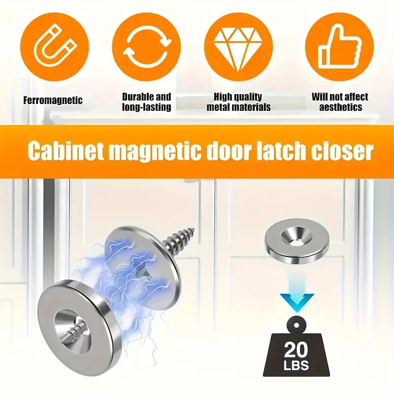 3sets Cabinet Magnetic Buckle, Door Latch, Cabinet Door Lock, Magnetic Closure For Cabinet Doors And Drawers - view 4