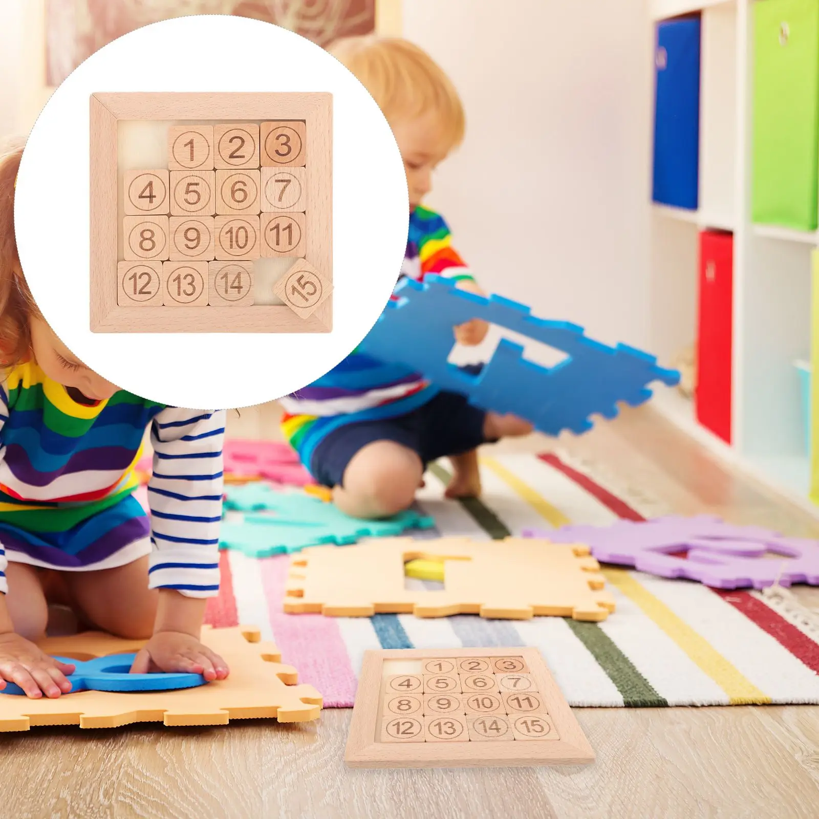 Rompecabezas de números deslizantes de madera para niños, juego IQ, juguetes educativos, juguetes de aprendizaje Montessori, matemáticas, hogar y escuela