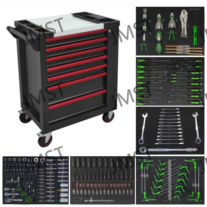 Heavy-Duty Professional SPCC Steel Tool Cabinet JMST 2026 7-Drawer Mobile Unit Upgraded Handles 250kg Load Capacity Keyed