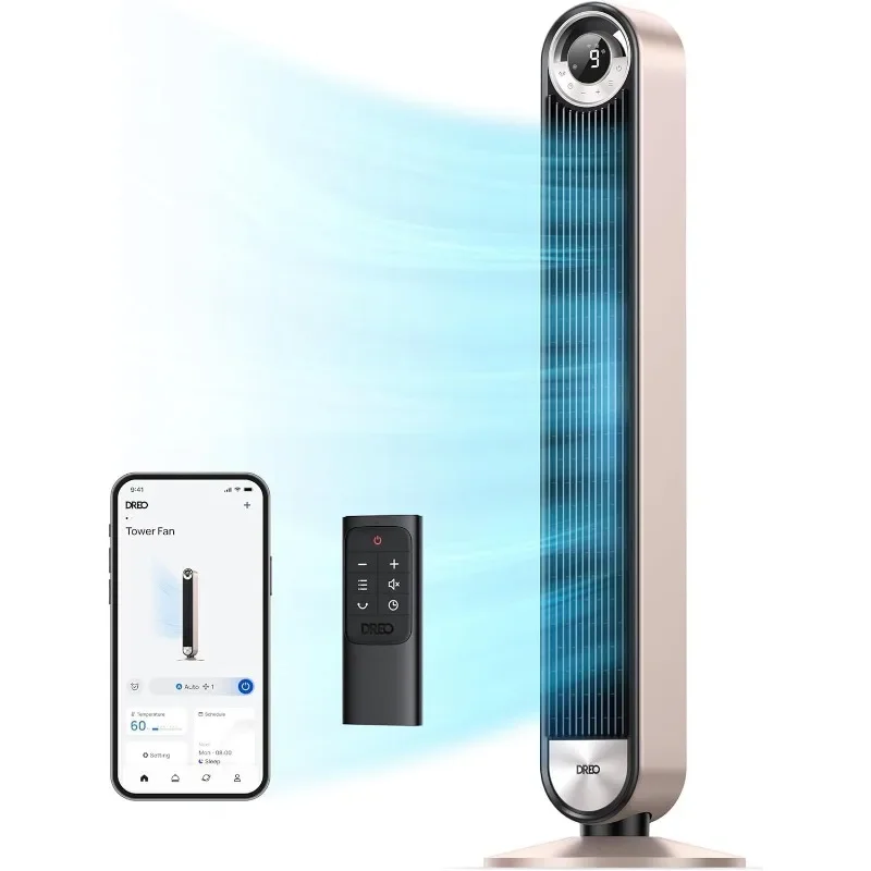 Ventiladores Smart Tower para Casa, Ventilador Oscilante 90 °, Quarto e Interior, Piso de Controle por Voz, Temporizador 12H, 42 in Silencioso