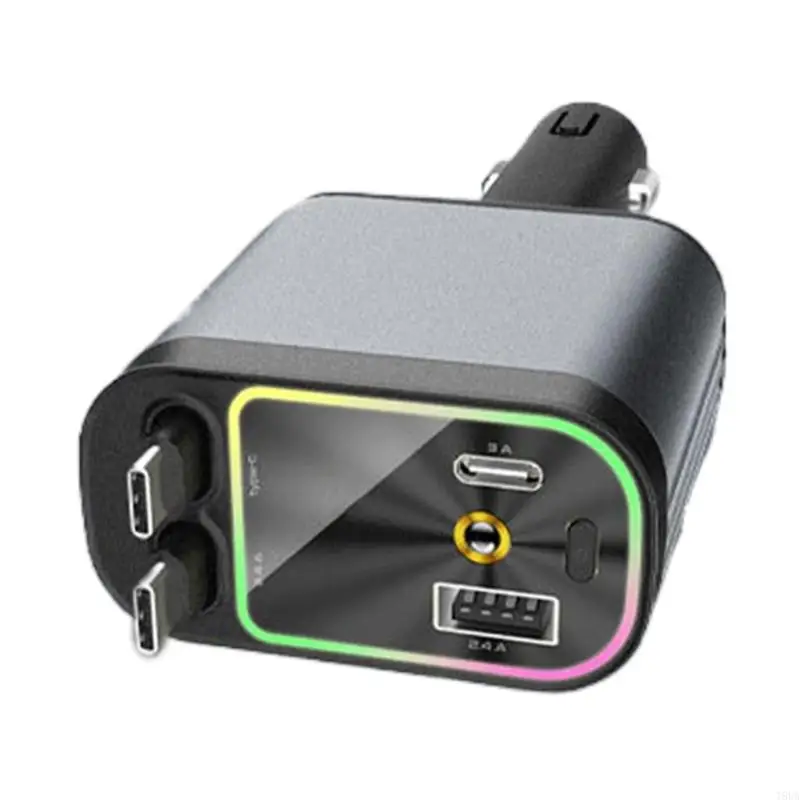 

Retractable Car Charging Adapter with Light for 16 15 14 120W USB C Phone Fast Car with Cord USB Ports