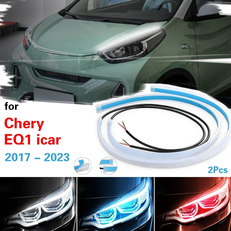 

2pcs 12V LED DRL Car Daytime Running Light Flexible Waterproof Flow Auto Headlight Turn Signal Lamp For Chery EQ1 icar 2017-2023