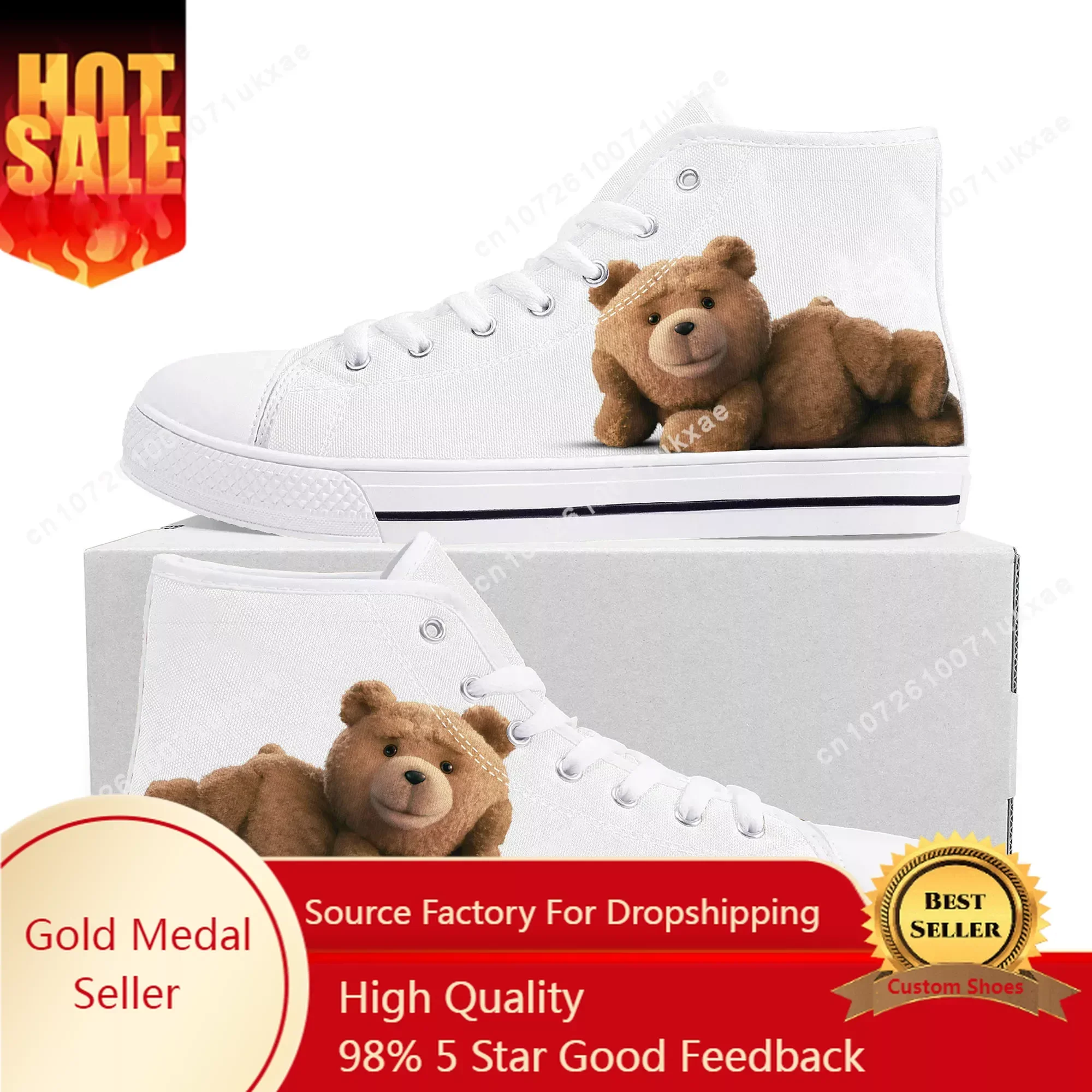 

Ted Bear Movie Beer Bath High Top Sneakers Mens Womens Teenager Canvas Sneaker Casual Custom Made Shoes Customize DIY Shoe