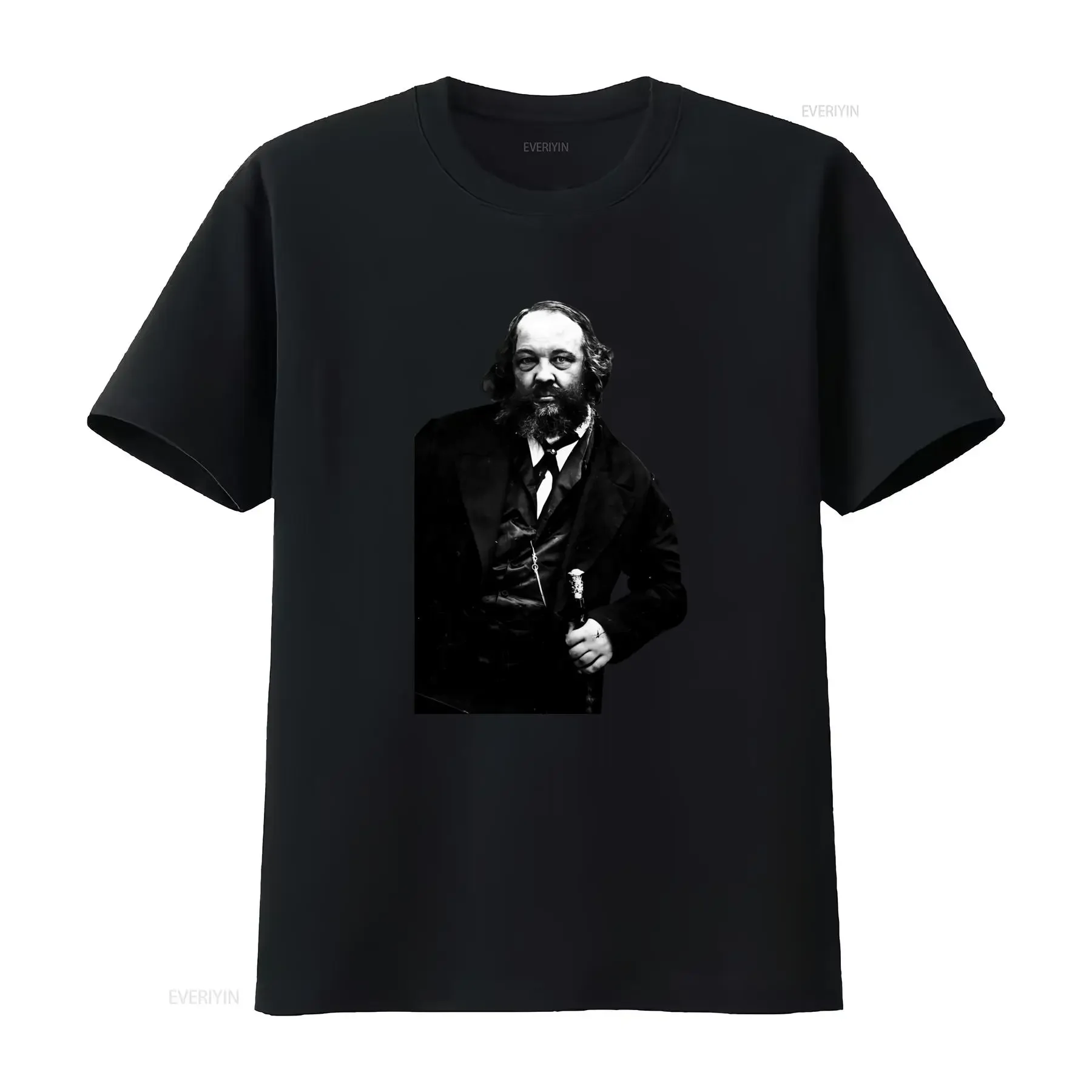 Mikhail Bakunin Anarchia Vintage Style T Shirt for Men and Women Unique Historical Figure Print High Quality Fabric vintage