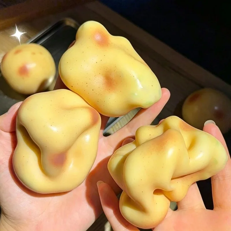 Balle anti-stress en forme de pomme de terre croustillante et moelleuse, jouet sensoriel, blocs ronds faits à la main, remplis pour ASMR, pour adultes