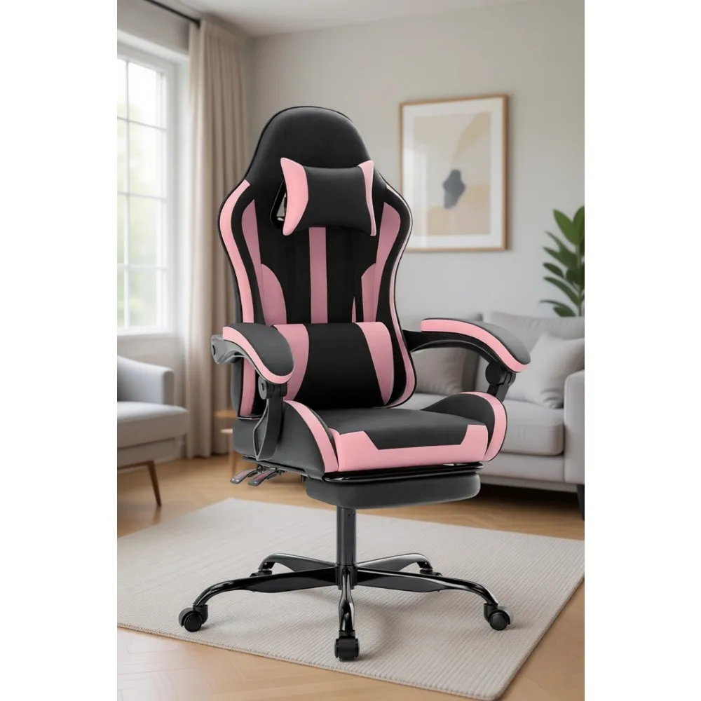 Ergonomic Gaming and Office Chair with Footrest, Lumbar Support, Height Adjustment, Swivel Seat, Headrest