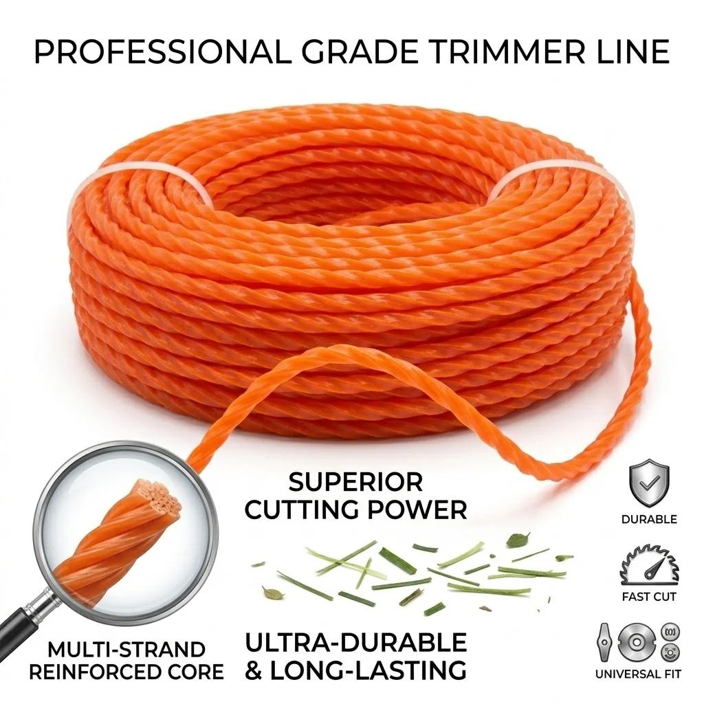 Hilo para Desbrozadora, Hilo de Nylon de 2.4mm-4mm, Cuerda Espiral para Cortadora de Césped, Cordón Profesional para Recortar